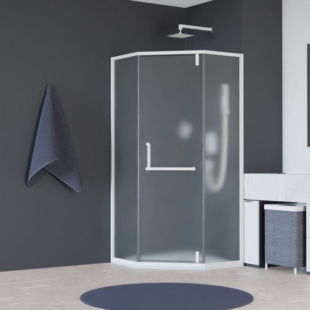 Изображение товара Душевой уголок RGW 100x100x195 HO-084-W трапеция белый сатинат 8 мм