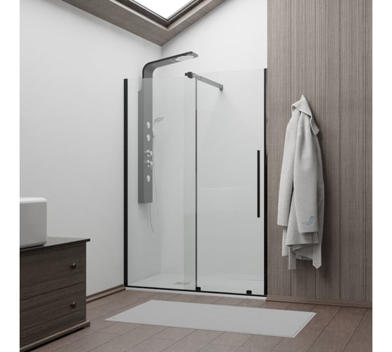 Изображение товара Душевая дверь RGW 100x195 TO-18 B чёрный, прозрачное, 6 мм 41071810-14