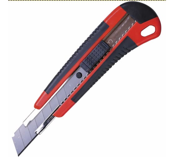 Изображение товара Нож 18 мм, автофиксатор, резиновые вставки + 2 лезвия, блистер, BRAUBERG 230919