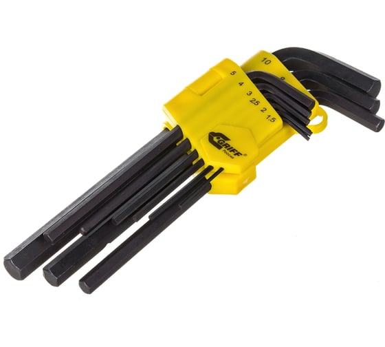 Изображение товара Набор шестигранных ключей из 9шт. 1.5-10.0мм в пластиковом корпусе, удлиненные GRIFF 031132