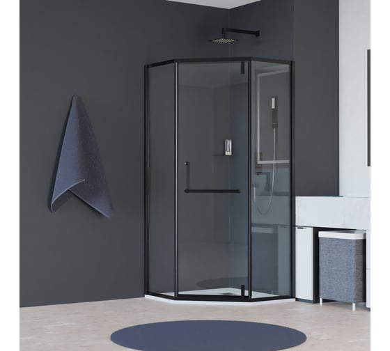 Изображение товара Душевой уголок RGW 90x90x195 HO-084-B Трапеция/Чёрный/Прозрачное/8 мм 350608499-14