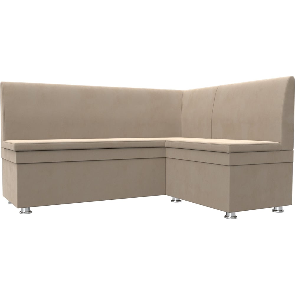 Изображение товара Кухонный угловой диван Уют правый угол Лига диванов велюр бежевый ящик для вещей