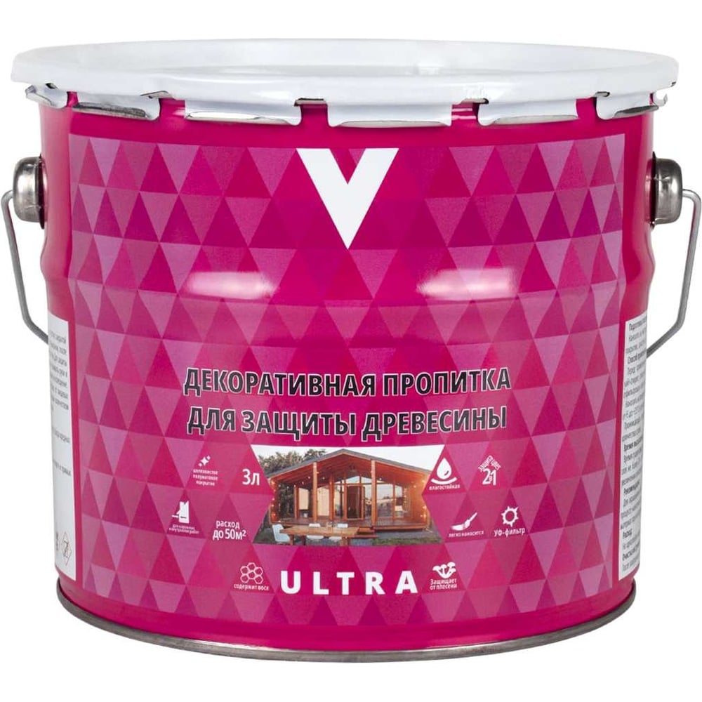 Изображение товара Бесцветная декоративная пропитка V Ultra 3 л для внутренней и наружной защиты