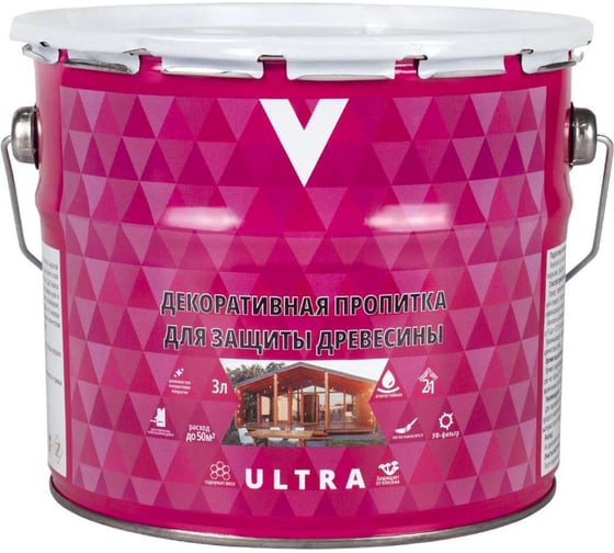 Изображение товара Декоративная пропитка V Ultra белая, 3 л 262212