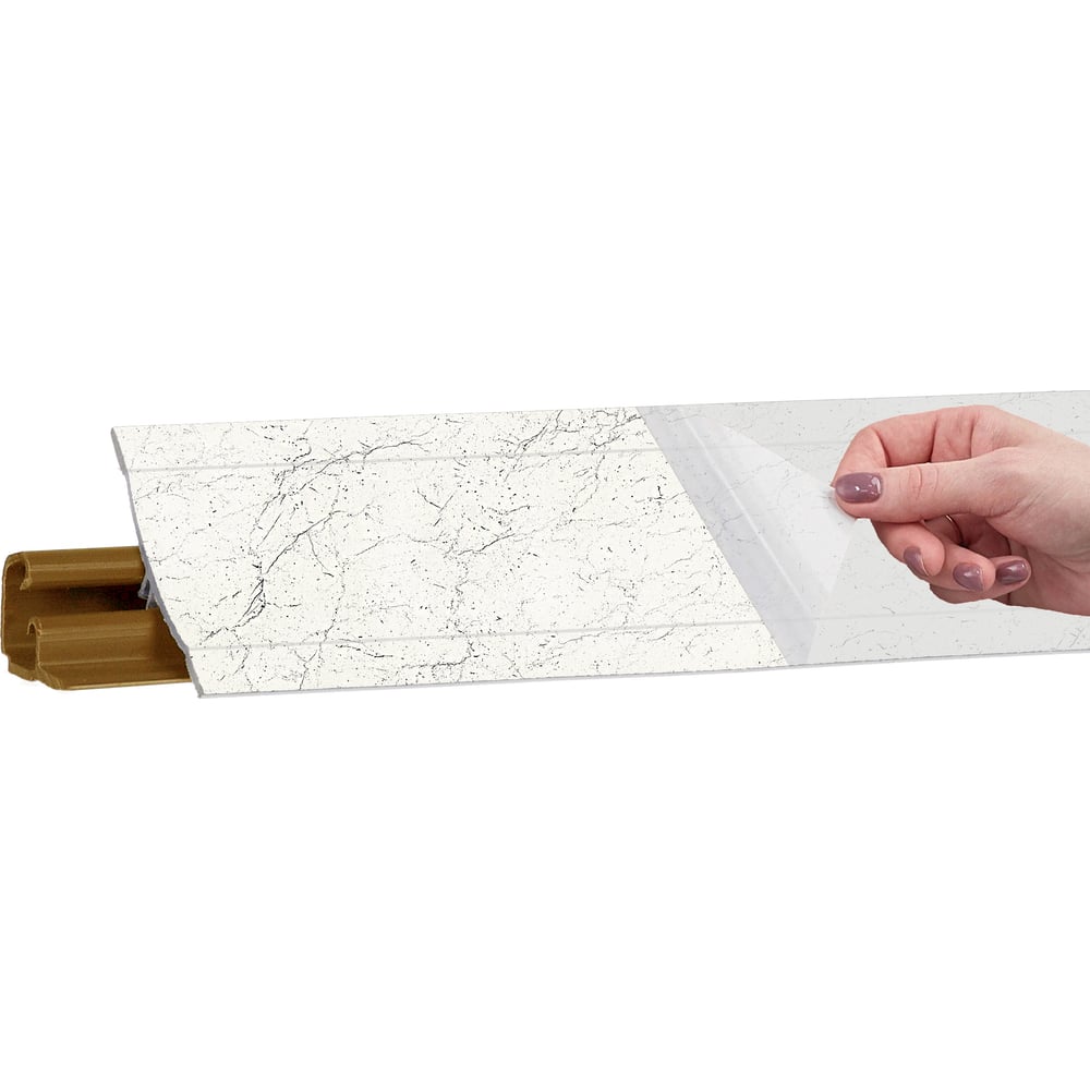 Изображение товара Плинтус из ПВХ KORNER LB 231 14 мрамор белый, длина 3 метра, прочный и элегантный дизайн