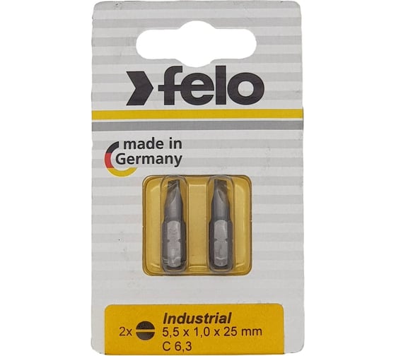 Изображение товара Бита Плоская шлицевая 5,5X1X25, 2шт Felo 02052036