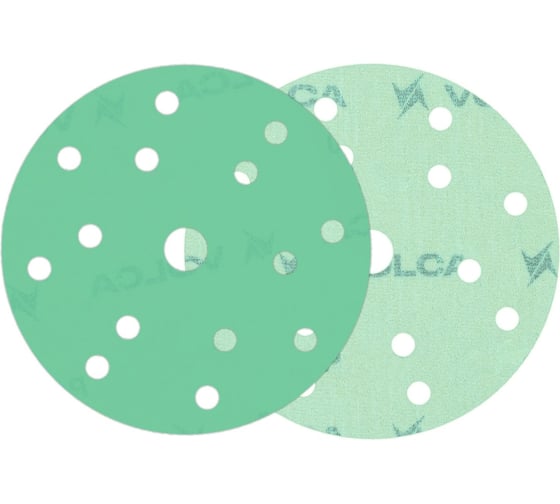 Изображение товара Диск абразивный Emerald пленочная основа, 150 мм, 15 отверстий, Р280, 100 шт VOLCA 55210224028