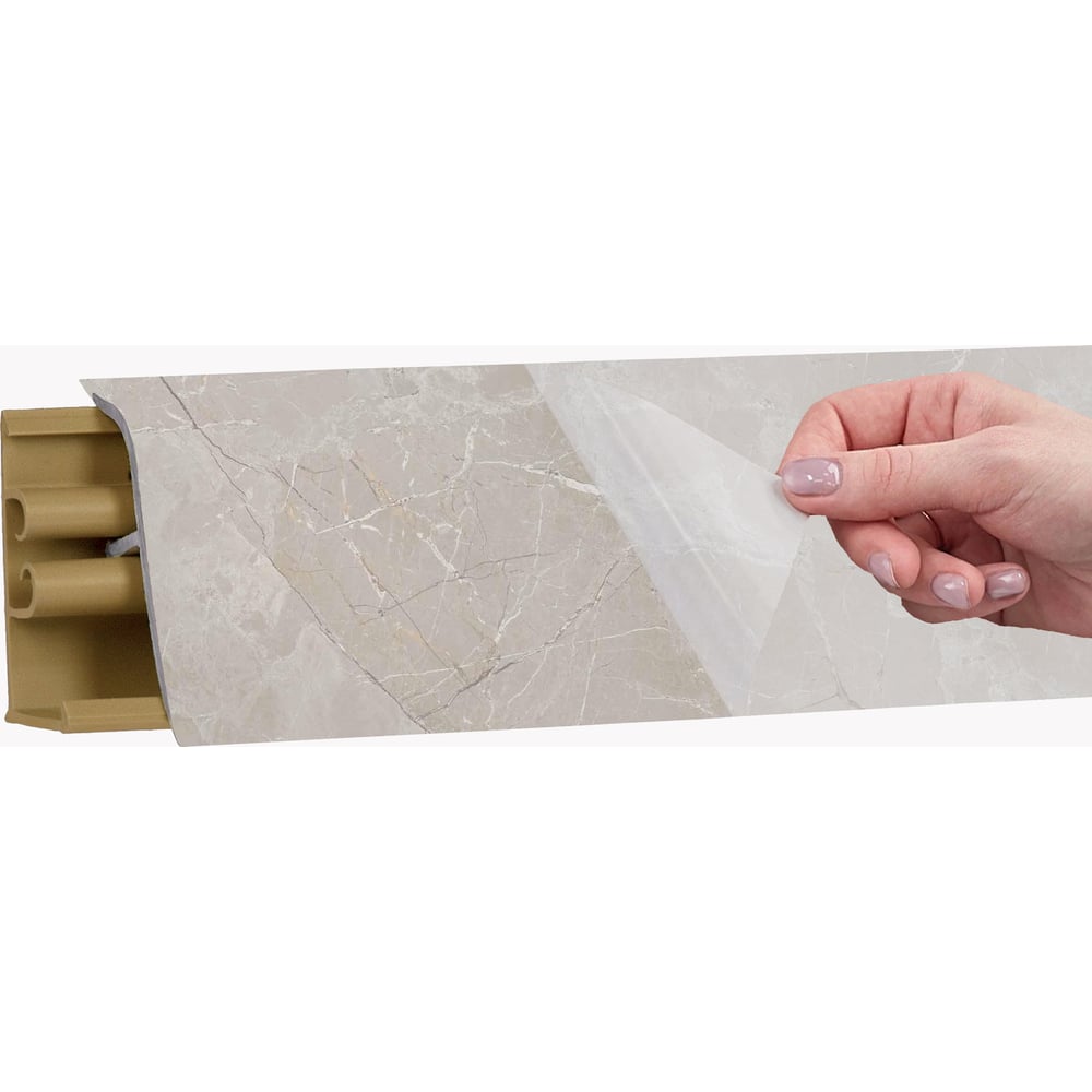 Изображение товара Плинтус KORNER LB 38 52 мрамор серебристый ПВХ 3 м