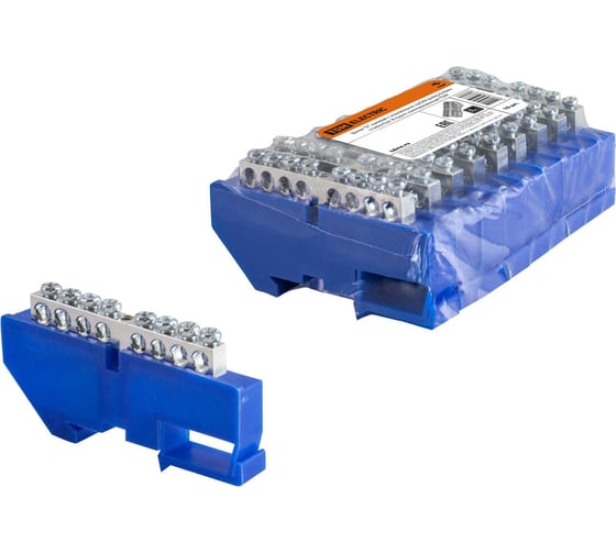 Изображение товара Нулевая N шина TDM с изолятором на DIN-рейку 6x9 мм, стойка бол. 12 групп, никелированная SQ0801-0329