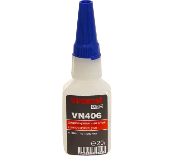 Изображение товара Моментальный клей Vintanet VN406 цианоакрилатный для эластомеров и резины, 20 гр VN40620