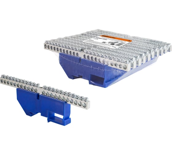 Изображение товара Шина "N" нулевая TDM ELECTRIC с изолятором на DIN-рейку 6x9мм стойка большая: 22 групп никелированная SQ0801-0332