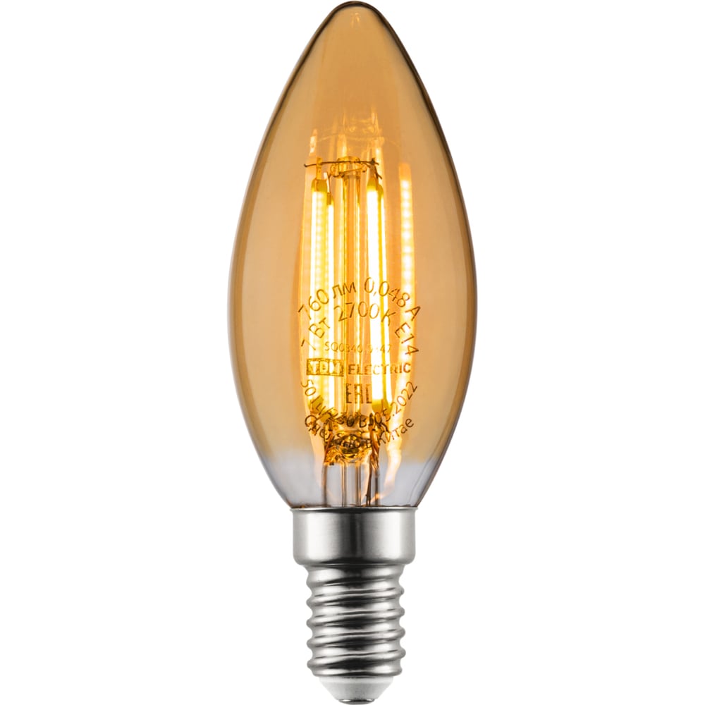 Изображение товара Светодиодная лампа TDM ELECTRIC винтаж золотистая 7 Вт E14 с теплым светом