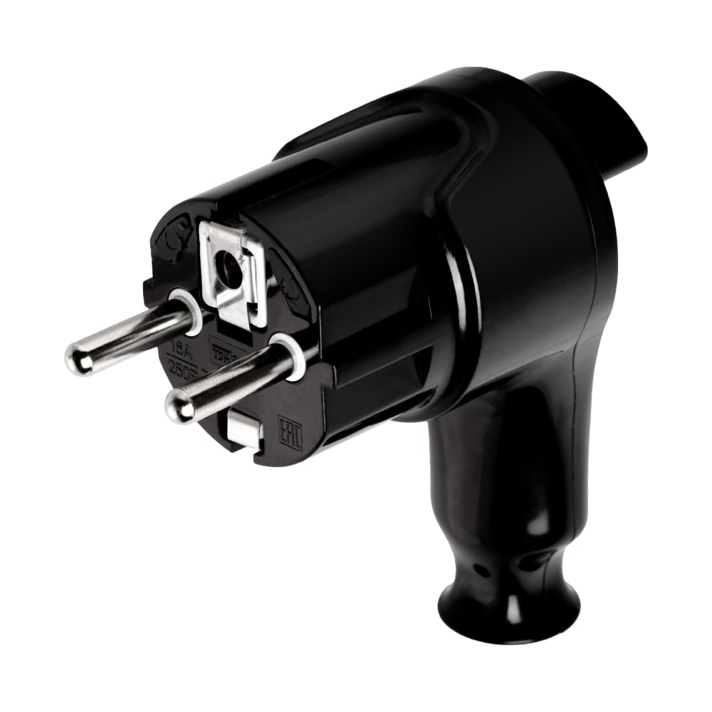 Изображение товара Угловая вилка TDM ELECTRIC c/з черная с кнопкой извлечения из сети 16а 250в SQ1806-0399
