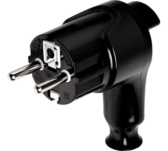Изображение товара Угловая вилка TDM ELECTRIC c/з черная с кнопкой извлечения из сети 16а 250в SQ1806-0399