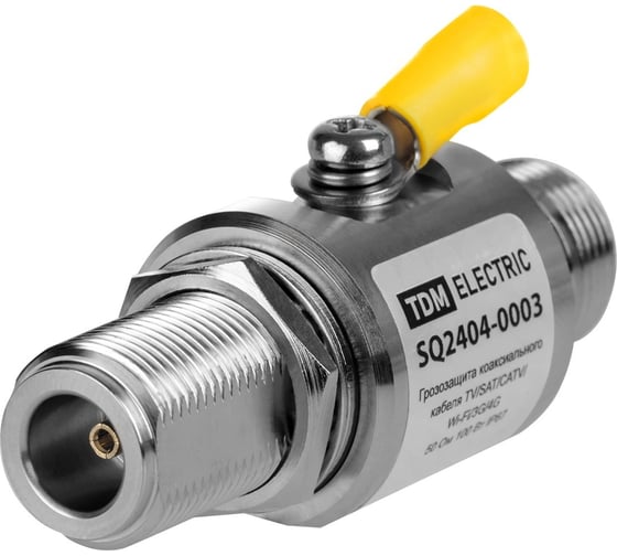 Изображение товара Грозозащита коаксиального кабеля TV/SAT/CATV/Wi-Fi/3G/4G,N-гнездо/N-штекер, TDM ELECTRIC 50 Ом, DC-3 ГГц, 200В, IP67 SQ2404-0003