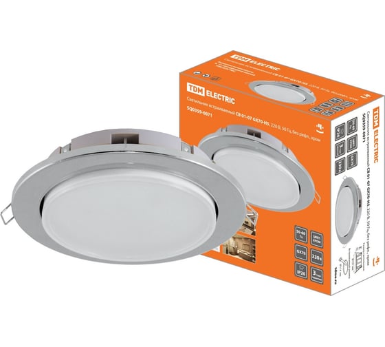 Изображение товара Встраиваемый светильник TDM ELECTRIC св 01-07 gx70-h5, 220 в, 50 гц, без рефл., хром SQ0359-0071