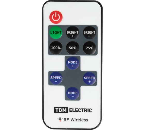 Изображение товара Контроллер для светодиодной ленты и модулей MONO-RF-12В-6A-72Вт-IP20 TDM ELECTRIC, 1 канал, пульт 11 кнопок SQ0331-0527