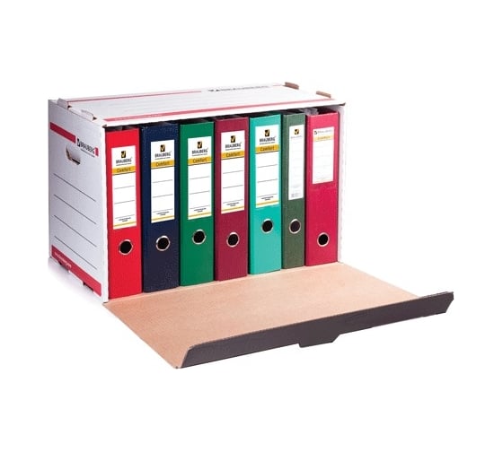 Изображение товара Архивный короб для регистраторов/накопителей, 33,8x52,5x30,6 см, фронтальная загрузка, BRAUBERG 126522