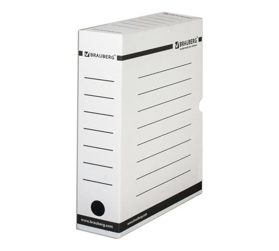 Изображение товара Архивный короб с клапаном, микрогофрокартон, 75 мм, до 700 листов, плотный, белый, BRAUBERG 121485
