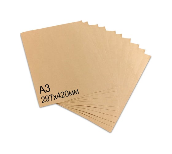 Изображение товара Крафт-бумага в листах А3, 297х420 мм, плотность 78 г/м2, 100 листов, BRAUBERG 440149