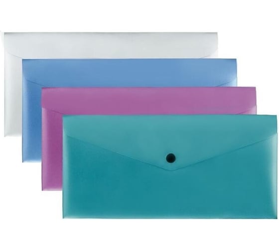 Изображение товара Папка-конверт на кнопке Attache Metallics А6 200 мкм, 4 цвета, горизонтальная 1688157