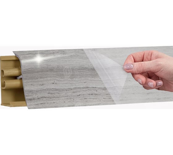 Изображение товара Плинтус KORNER LB 38 45 травертин серый глянец 3.0 м 45 38-45