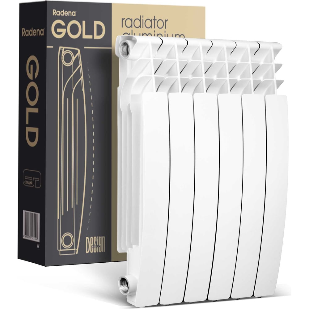 Изображение товара Алюминиевый радиатор Radena R 500/100 GOLD 8 секций белый для домашнего отопления