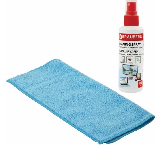Изображение товара Чистящий набор салфетки для экранов мониторов + спрей BRAUBERG 510341