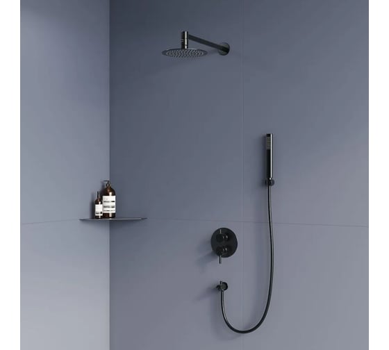 Изображение товара Комплект RGW SP-52-1-B Черный (Головной душ/смеситель/ручной душ/) 511408521-04