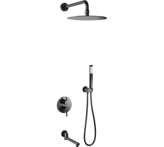 Изображение товара Комплект RGW SP-55-B черный (головной душ/смеситель/ручной душ/излив) 51140855-04