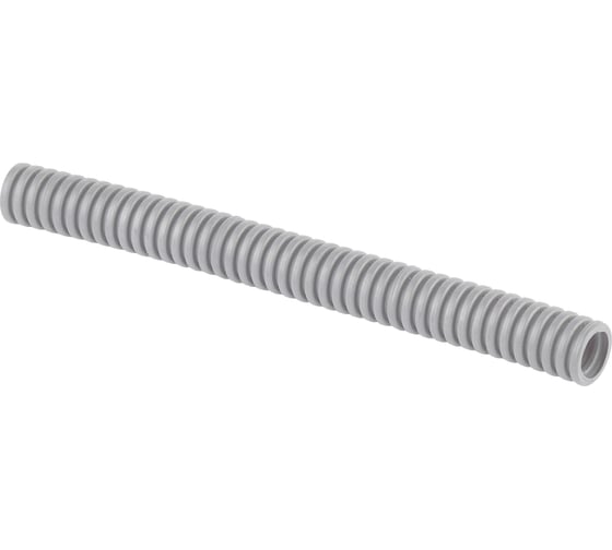 Изображение товара Гофрированная труба Рувинил 20 мм ПВХ серая с зондом тяжелая уп 100 метров 12011