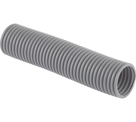 Изображение товара Гофрированная труба Рувинил 50 мм ПВХ серая с зондом тяжелая уп 15 метров 15011