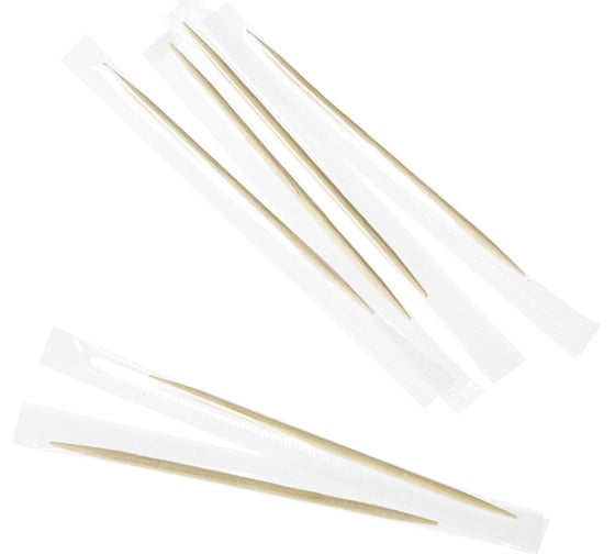 Изображение товара Зубочистки HomeQueen деревянные, 500 шт., в индивидуальной упаковке (Р. 56591)/48/6 77006