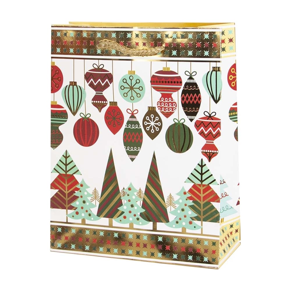 Изображение товара Подарочный пакет Дон Баллон Праздничный микс белый металлик 32x26x10 см