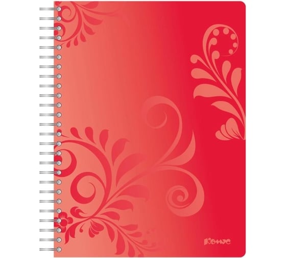 Изображение товара Бизнес-тетрадь Комус русская серия красный, а5, 96 л, пластиковая обложка, клетка, евроспираль 326322