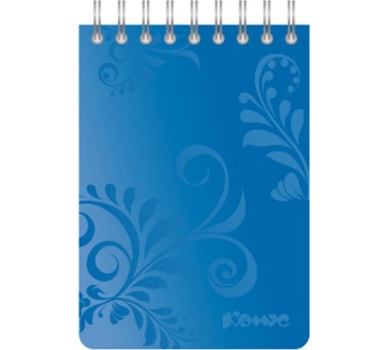 Изображение товара Блокнот Комус русская серия а7, 50 л, евроспираль, синий, клетка 326337