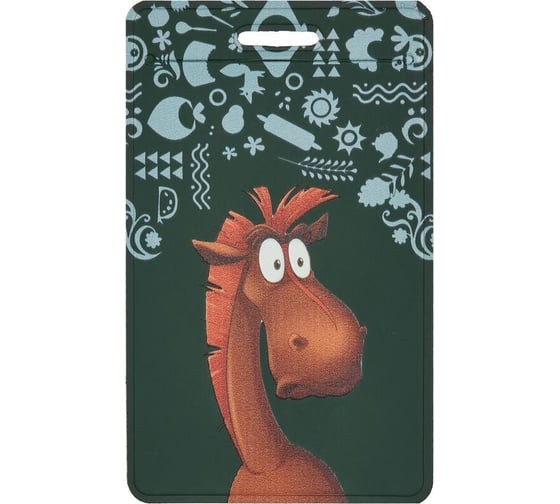 Изображение товара Бейдж Комус 104x63 мм, вертикальный, три богатыря конь юлий, экокожа, черный 1832799