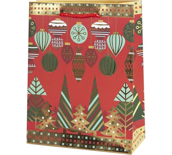 Изображение товара Подарочный пакет Дон Баллон Праздничный микс, красный, металлик, 32x26x10 см, 1 шт. 502189