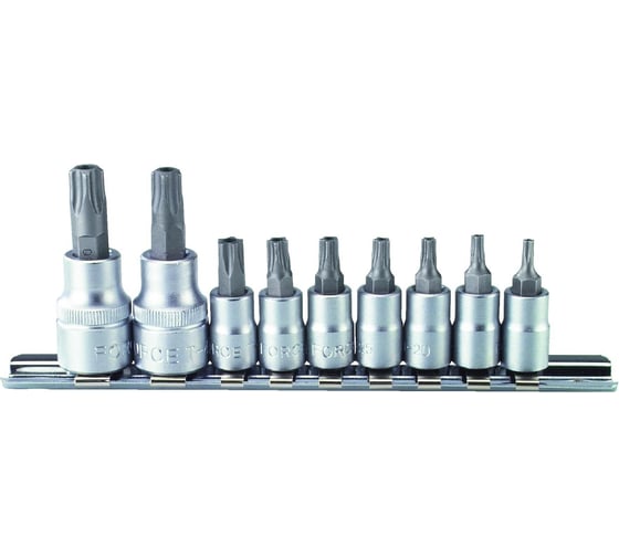 Изображение товара Набор головок-бит 1/4", 3/8" Torx с отверстием, TS10-TS50, 10 шт. FORCE 3095