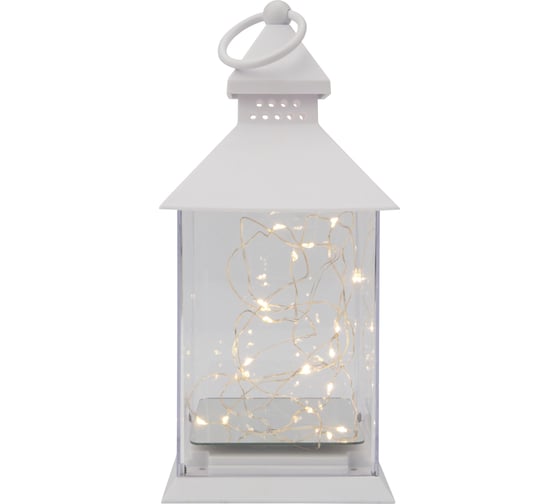 Изображение товара Декоративный фонарь Neon-Night с росой, белый корпус, 10.7x10.7x23.5 см, теплый белый 513-050