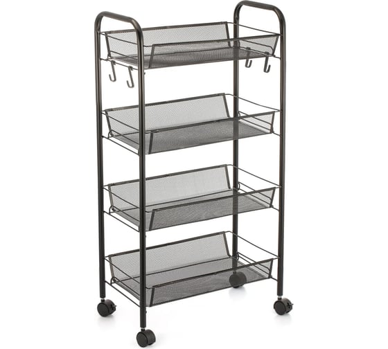 Изображение товара Этажерка 4-х ярусная UNISTOR master на колёсиках, с глубокими корзинками, черная 210891