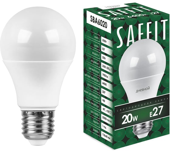 Изображение товара Светодиодная лампа SAFFIT 20W 230V E27 6400K, SBA6020 55015