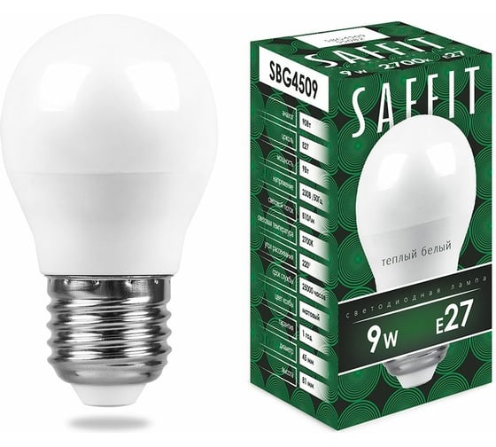 Изображение товара Светодиодная лампа SAFFIT 9W 230V E27 2700K, SBG4509 55082