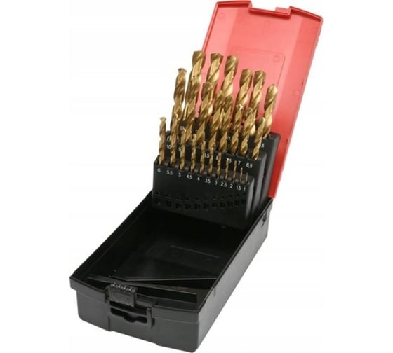 Изображение товара Набор сверл по металлу HSS-TIN 1-13 мм, 25 предметов, пластиковый кейс YATO YT-44676