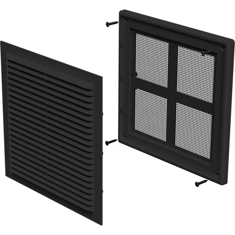 Изображение товара Решетка внутренняя Zernberg seria1 black 2020 204x204 мм с москитной сеткой