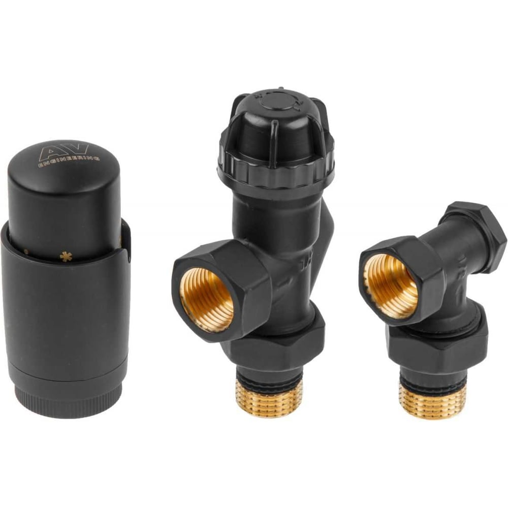 Изображение товара Комплект кранов для радиаторов AV Engineering 1/2 осевой черный AVE32012B