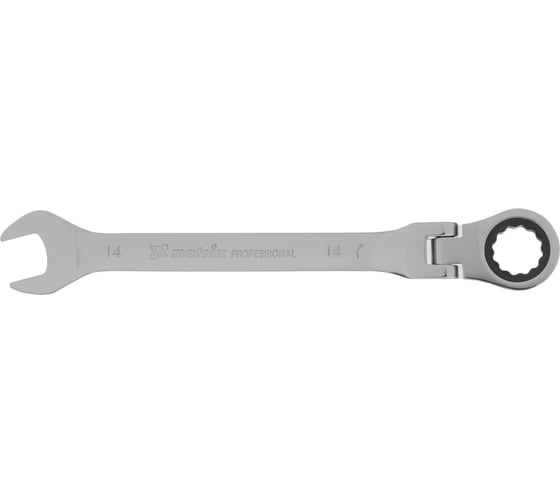 Изображение товара Комбинированный трещоточный ключ 14мм, CrV, шарнирный, зеркальный хром MATRIX PROFESSIONAL 14866