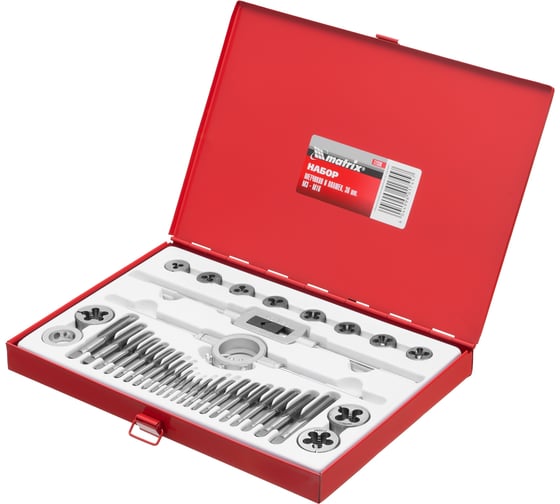 Изображение товара Набор метчиков и плашек М3 - М16, 36 предметов MATRIX MASTER 77339