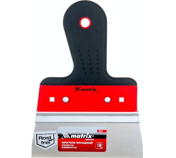 Изображение товара Фасадный шпатель из нержавеющей стали, 150 мм, узкое полотно, 2-компонентная ручка MATRIX  85511