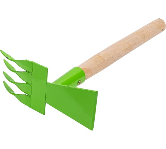 Изображение товара Рыхлитель 4-зубый, витой зуб, комбинированный, профиль "трапеция", деревянная рукоятка СИБРТЕХ 62342